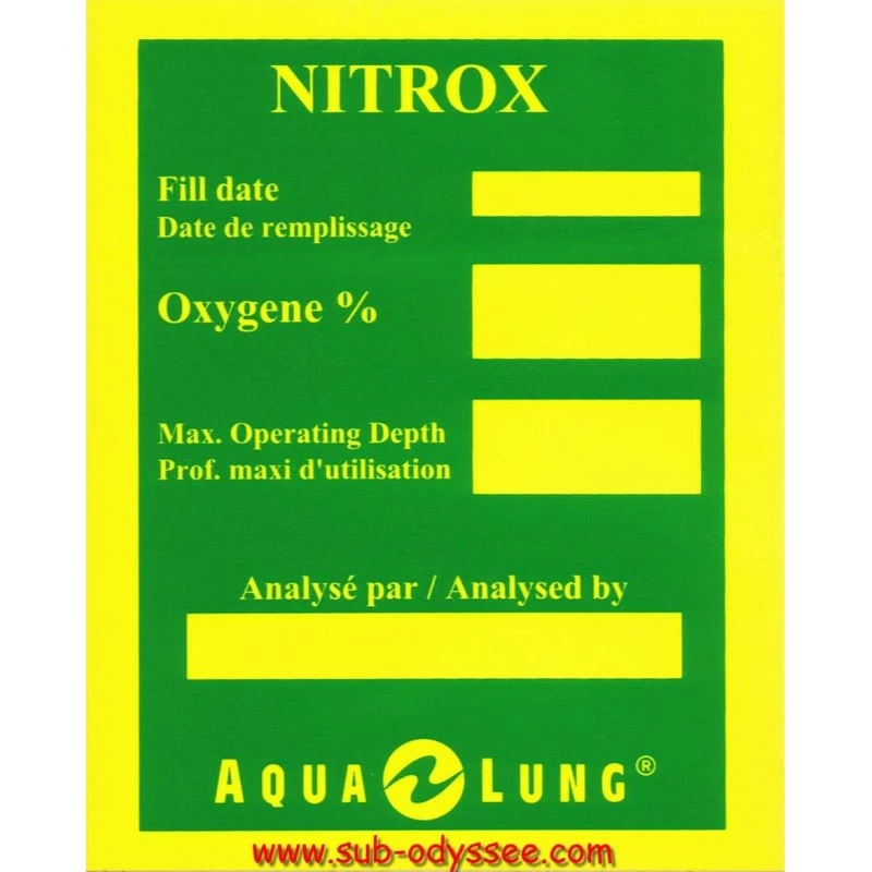 Autocollant NITROX Etiquette Mélange - Aqualung 3 Autocollant NITROX Etiquette Mélange - Aqualung