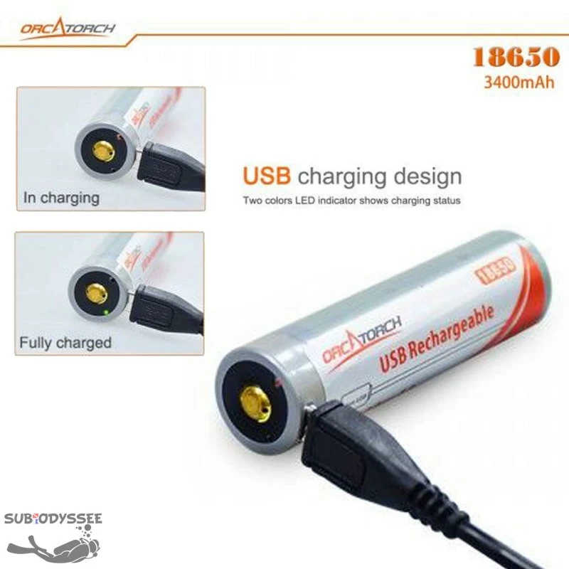 Batterie 18650 3400mAh Rechargeable Par USB - Orca 5 Batterie 18650 3400mAh Rechargeable Par USB - Orca – Image 3