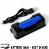 Chargeur + Batterie Li-Ion 18650 Pour Phare à LED - Best Divers -Sub-Odyssee Soldes Magasin best divers chargeur batterie li ion 18650 pour phare bellatrix pas cher sub odyssee
