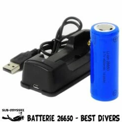 Chargeur + Batterie 26650 Rechargeable Lithium-ion Pour Phare à LED - Best Divers