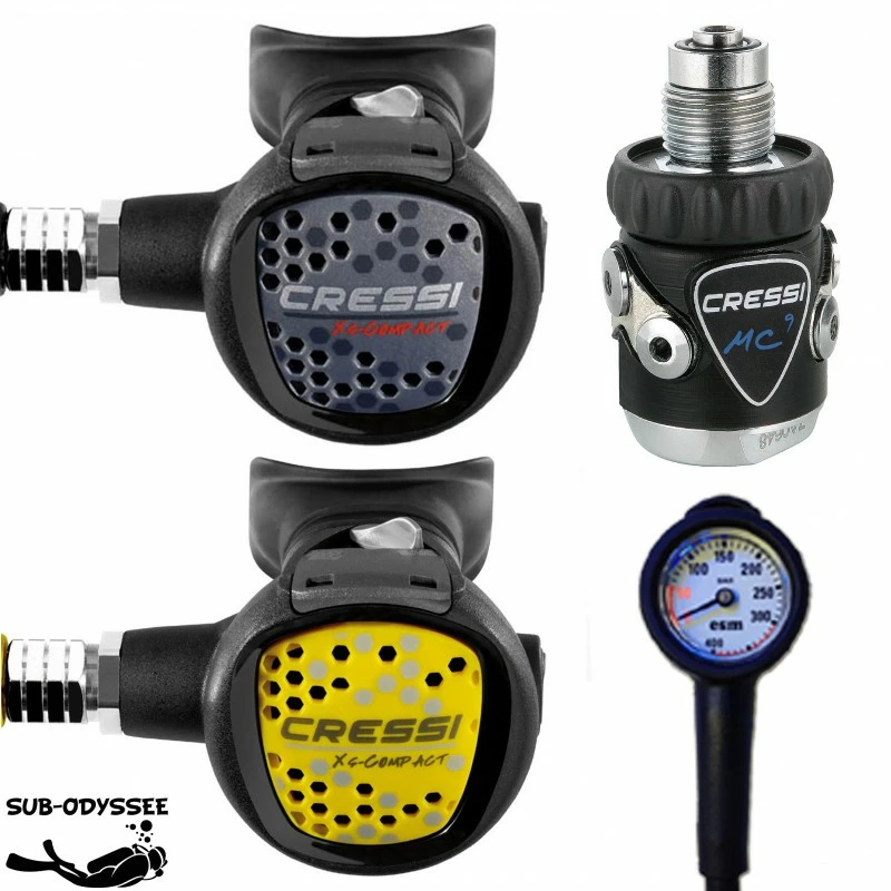 MC9 COMPACT Pack Détendeur + Octopus Compact + Manomètre - Cressi 3 MC9 COMPACT Pack Détendeur + Octopus Compact + Manomètre - Cressi