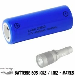 Batterie 26650 Lithium Avec Protection Electronique (pour Phare EOS 7RZ-10RZ-12RZ-15RZ & Strobe) - Mares
